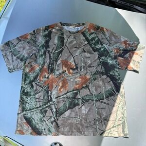 2000s realtree hunting skater grunge Camo green and brown cotton shirt camo